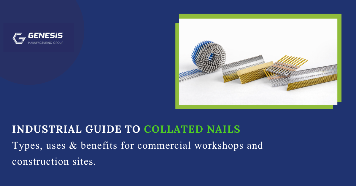 Discover the different types of collated nails, their uses, and benefits for construction and manufacturing. Boost efficiency with Genesis Manufacturing Group fasteners.